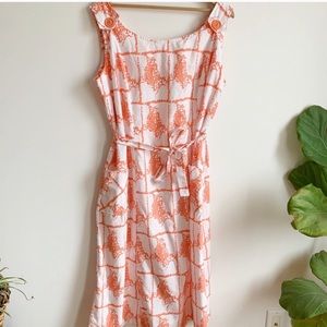 Vintage Ruby Lou Sleeveless Summer Dress - Coral and White size 20